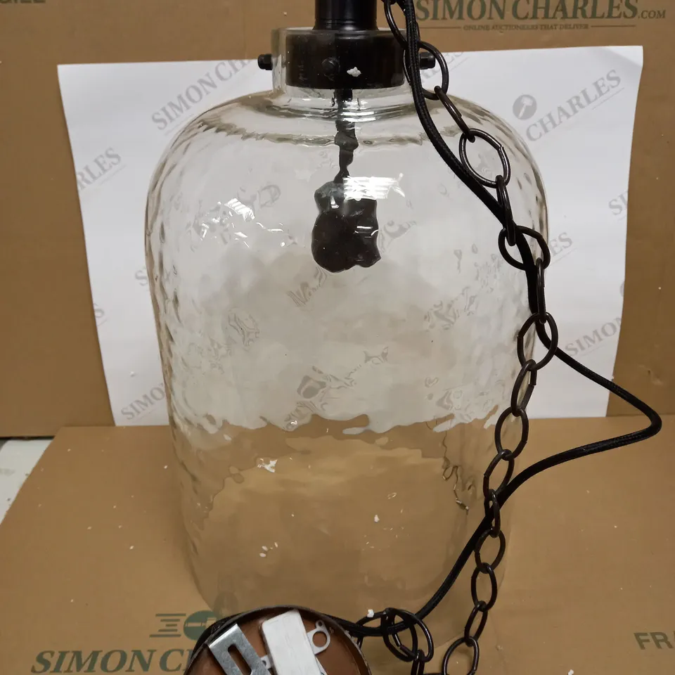 DAR LIGHTING TIGODA 1LT SINGLE PENDANT BRONZE AND GLASS LIGHT FIXTURE 