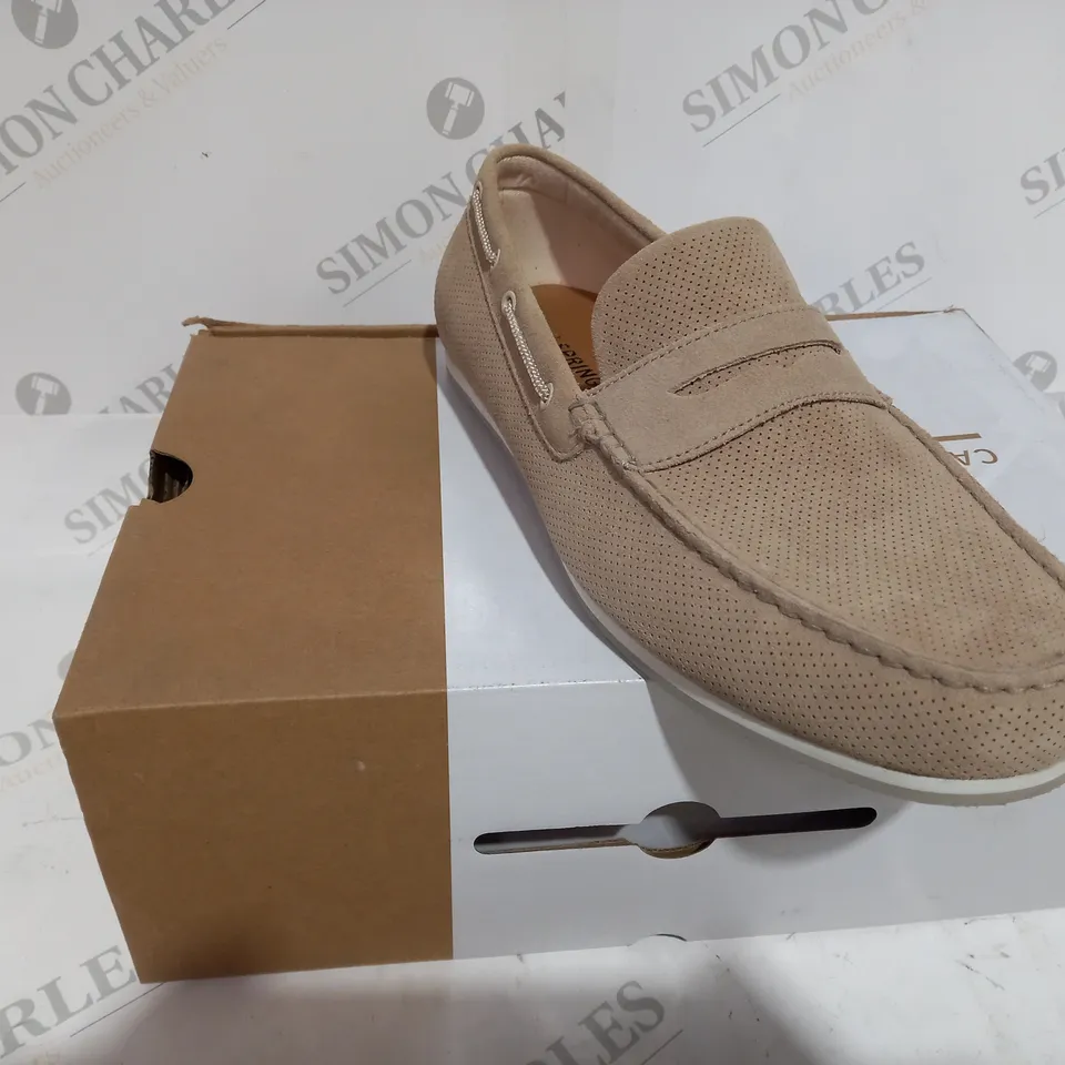 BOXED CALL IT SPRING PETRAJO SUED BEIGE LOAFER SHOE - SIZE 10 