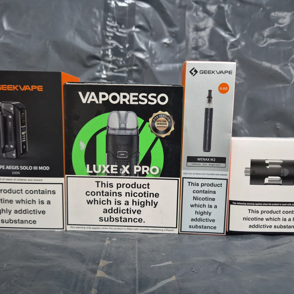 BOX OF APPROXIMATELY 20 ASSORTED VAPING ITEMS AND PRODUCTS TO INCLUDE VAPORESSO, ASPIRE, ETC