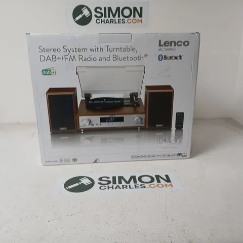 LENCO MC-160WD STEREO SYSTEM WITH TURNTABLE – BOXED (DAB+/FM RADIO & BLUETOOTH)