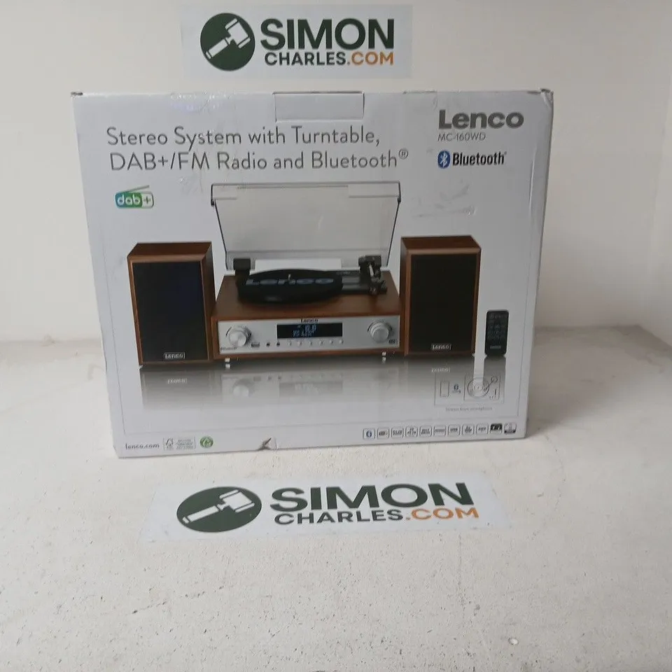 LENCO MC-160WD STEREO SYSTEM WITH TURNTABLE – BOXED (DAB+/FM RADIO & BLUETOOTH)
