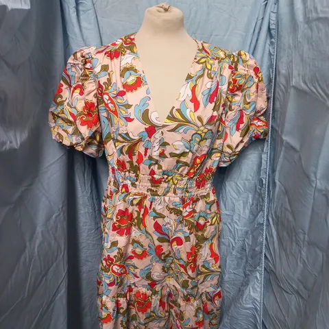 BODEN IRENE PUFF SLEEVE COTTON DRESS – PINK FLORAL - SIZE 14