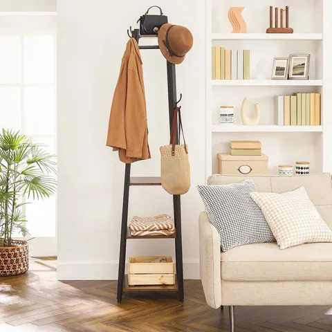 BOXED GARZON FREESTANDING COAT RACK - RUSTIC BROWN (1 BOX)