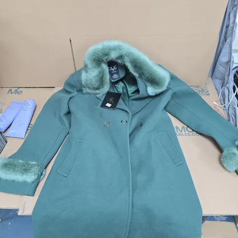 19V69 ITALIA GIACCA VERSACE GREEN FAUX FUR JACKET - SIZE S