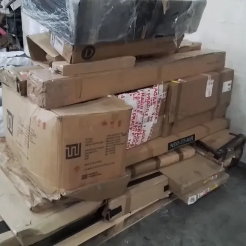 PALLET OF ASSORTED FURNITURE AND PARTS TO INCLUDE; MONACO DINING CHAIR, MODEL 10 OTTOMAN, NEO AIRER AND WARDROBE PARTS