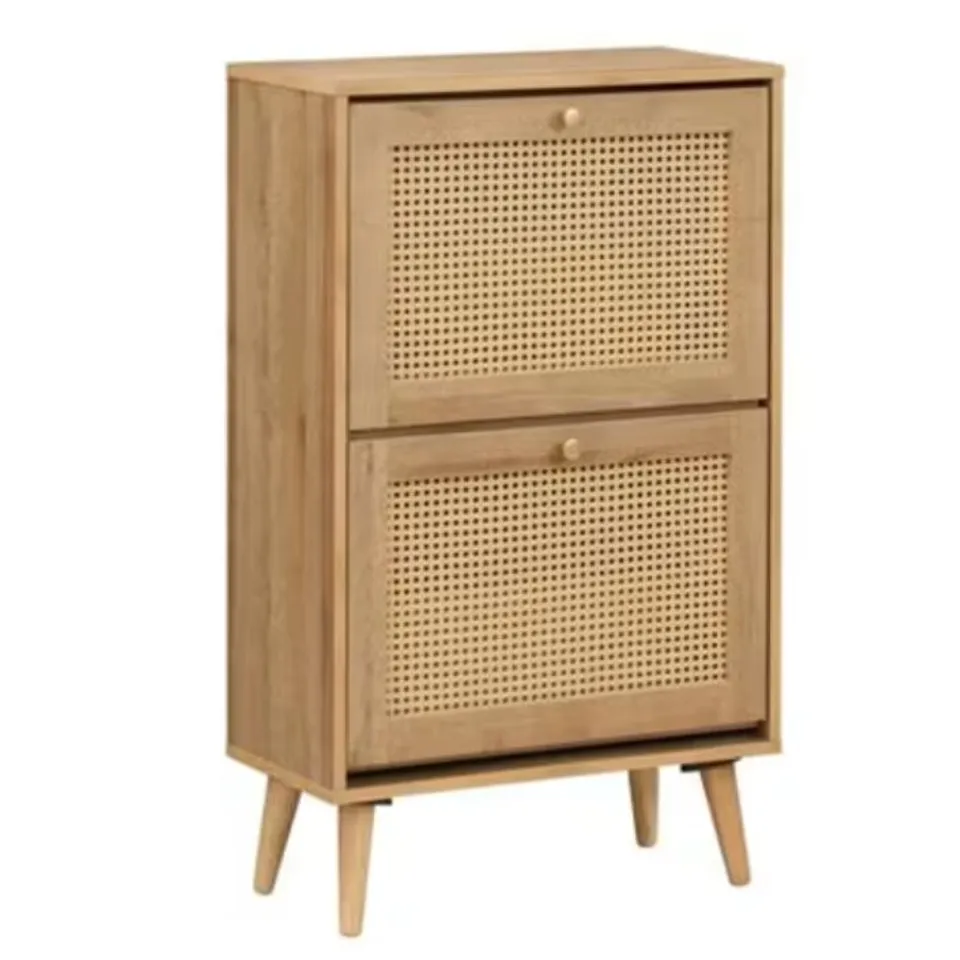 BOXED 12 PAIR FLIP DOWN SHOE STORAGE - OAK (1 BOX)