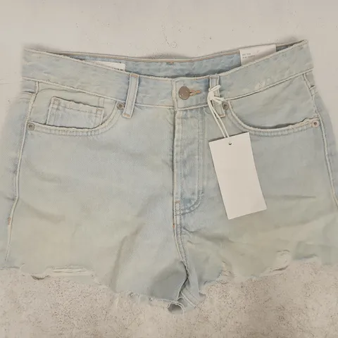 ZARA FRAYED DENIM SHORTS IN LIGHT BLUE SIZE UK 8