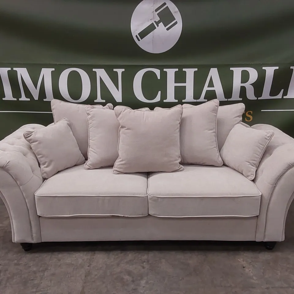WINDSOR 3 SEATER FABRIC SCATTER BACK SOFA - NATURAL  RRP £949