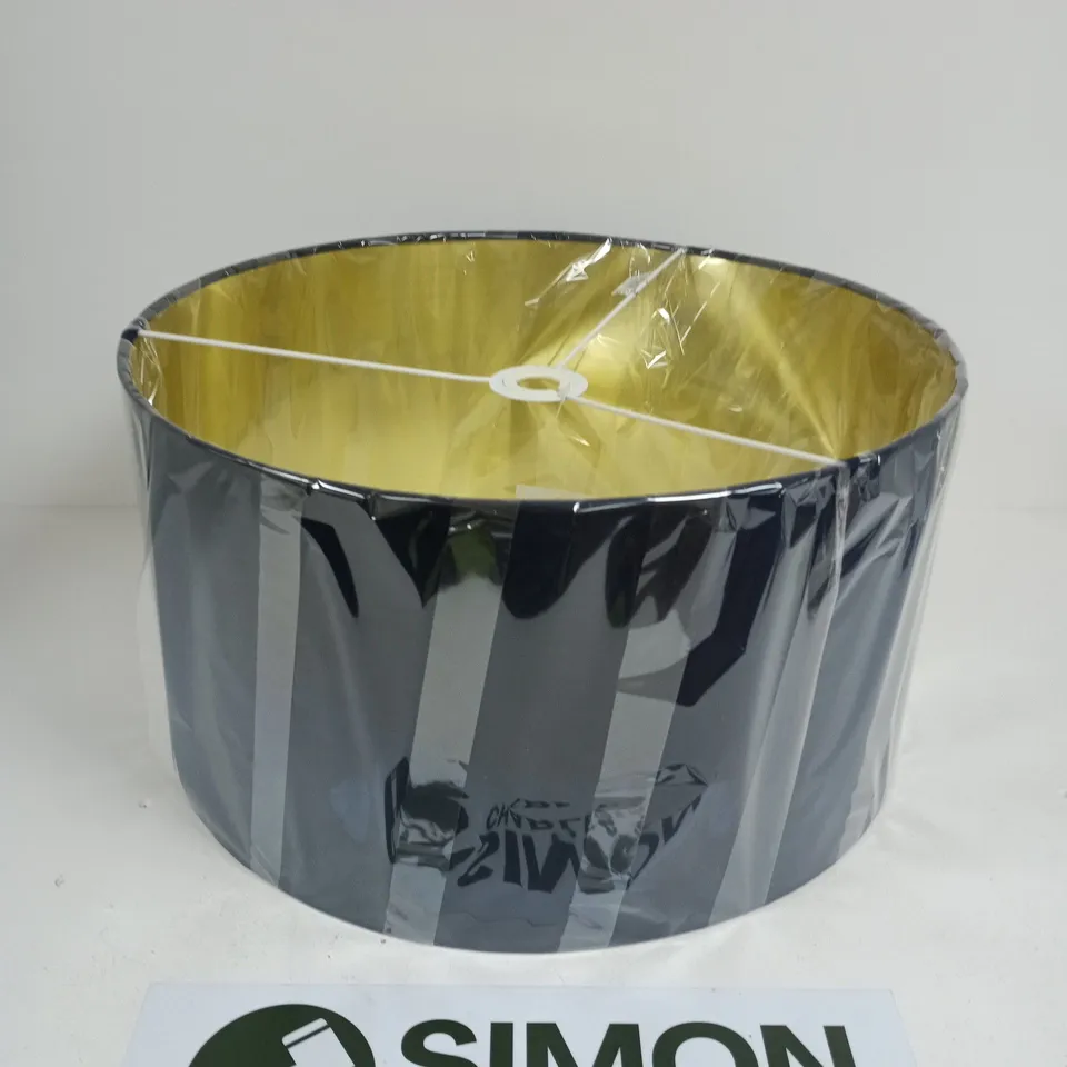NAVY DRUM LAMPSHADE WITH GOLD INTERIOR