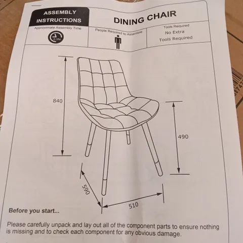 BOXED DINING CHAIR (SET OF 2) - GREEN VELVET (1 BOX)