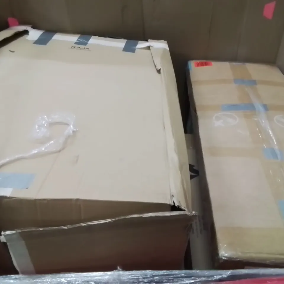 PALLET OF ASSORTED HOUSEHOLD GOODS AND PRODUCTS TO INCLUDE;AIR CONDITIONING UNIT,COMPUTER DESK,2.7M STEEL UMBRELLA 