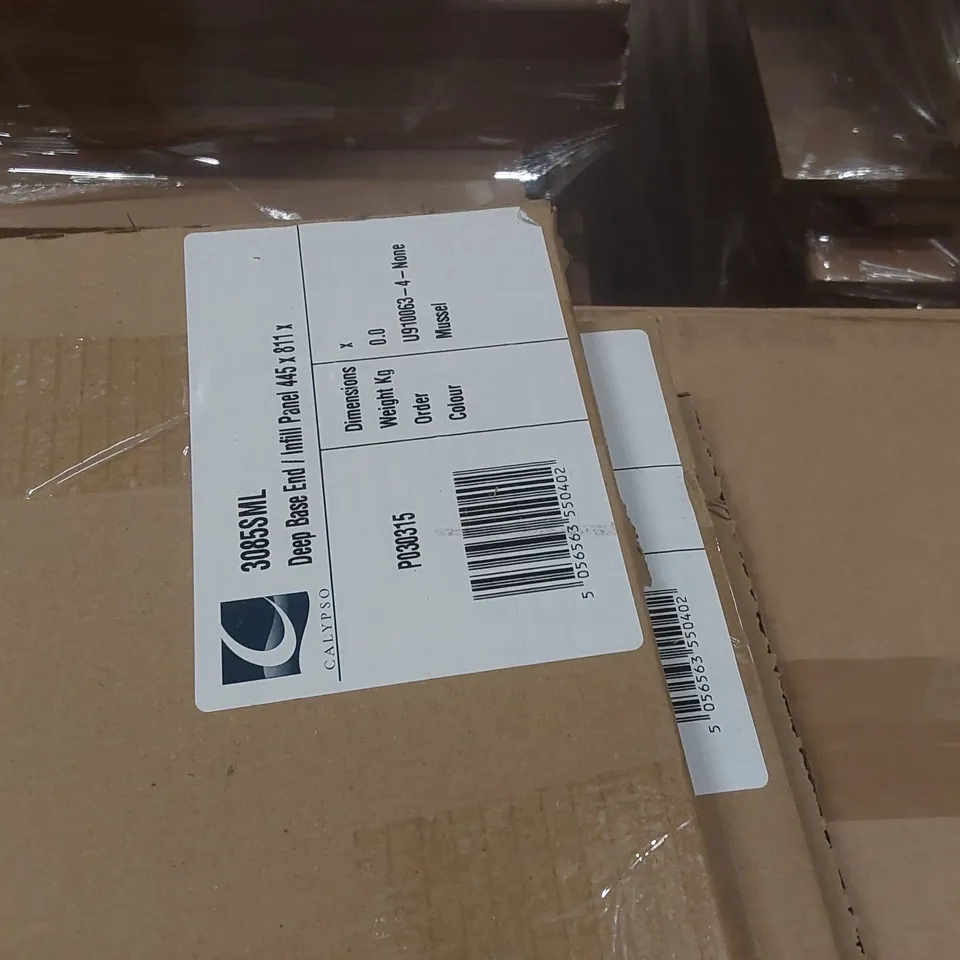 PALLET CONTAINING A LARGE QUANTITY OF ASSORTED BATHROOM FURNITURE PANELS INCLUDING: PLINTHS, MID DRAWER FASCIA, DEEP BASE END/INFIL PANEL ECT