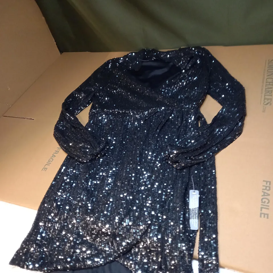 WOMENS DESIGN OVERSIZED SEQUIN SHIRT MINI DRESS SIZE 12 