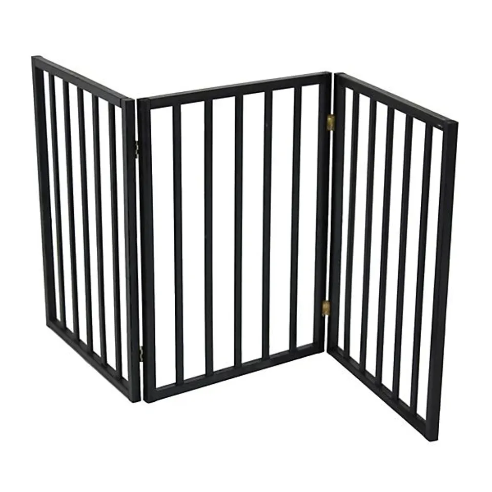 OYPLA BLACK DOG SAFETY FOLDING WOODEN PET GATE PORTABLE INDOOR BARRIER BOXED