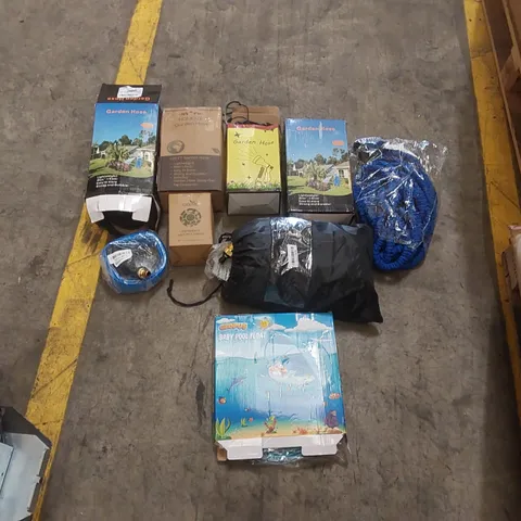PALLET CONTAINING A LARGE QUANTITY OF ASSORTED HOSE PIPES, POOL INFLATABLES ECT