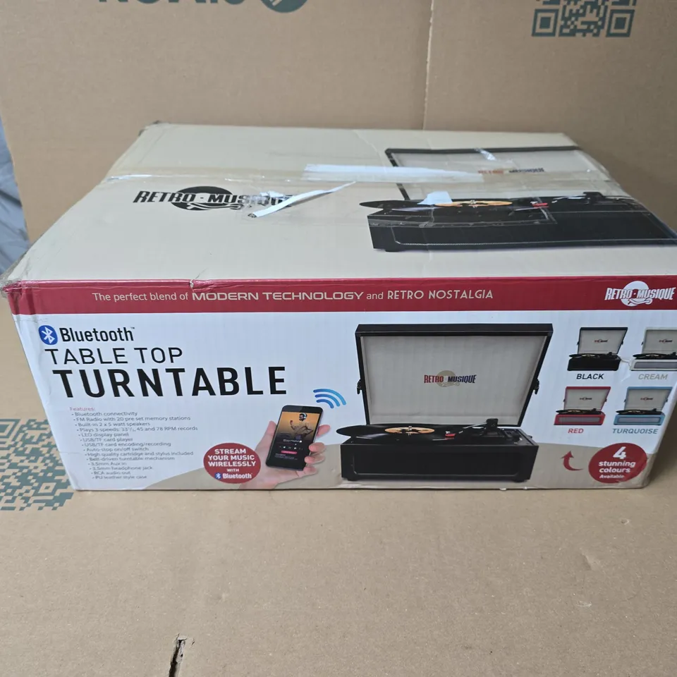 RETRO MUSIQUE BLUETOOTH TABLE TOP TURNTABLE – RED - BOXED 