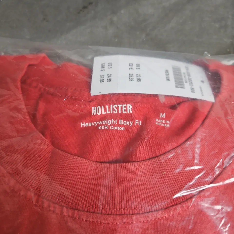 HOLLISTER HEAVYWEIGHT BOXY FIT T-SHIRT – RED, UK M