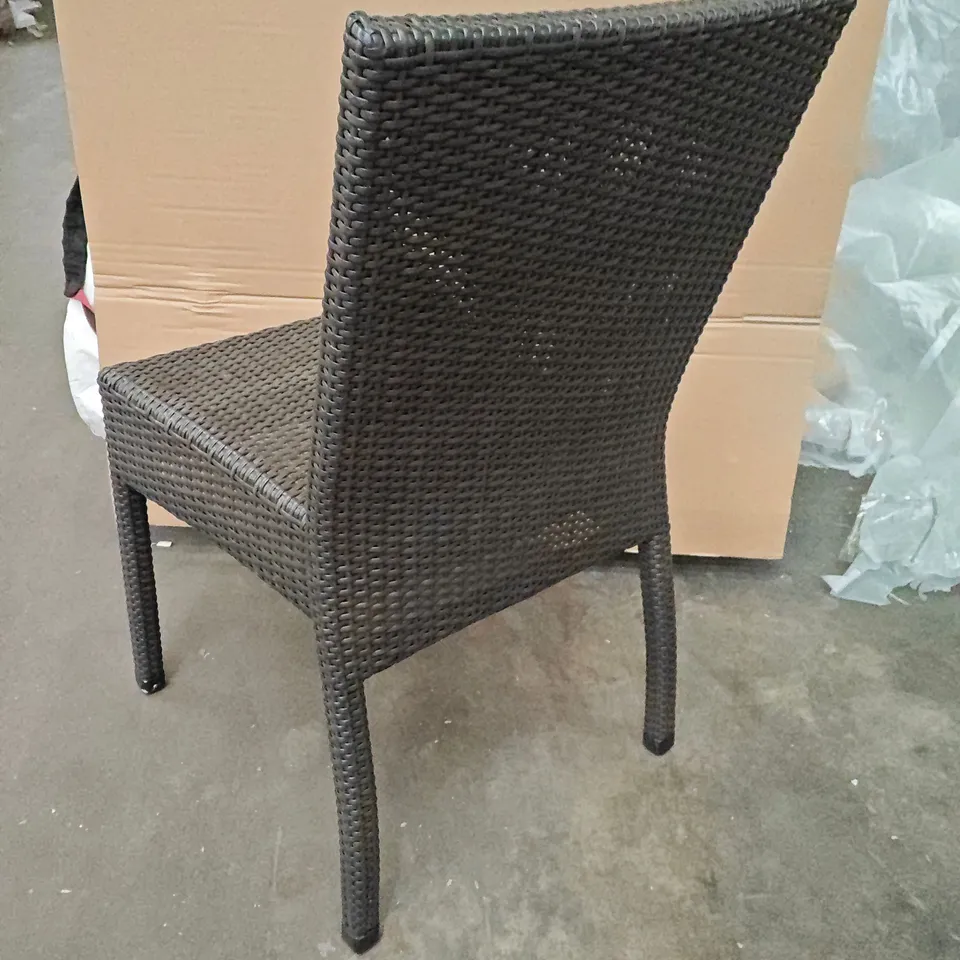SET OF 5 DARK BROWN RATTAN OUTDOOR CHAIRS