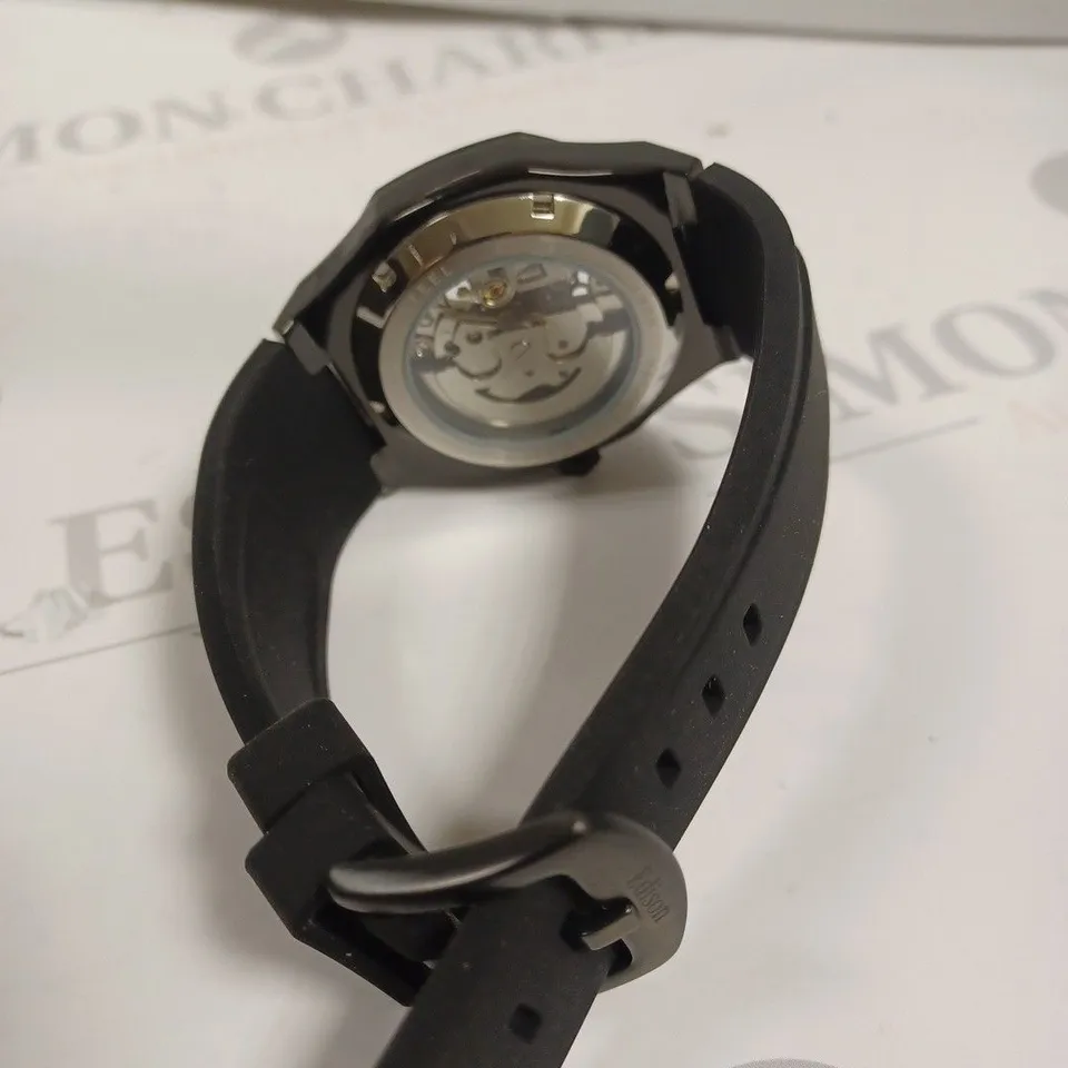 MENS EDISON SKELETON DIAL RUBBER STRAP WATCH