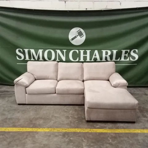 ELIZA RIGHT HAND 3 SEATER FABRIC CHAISE SOFA - BEIGE