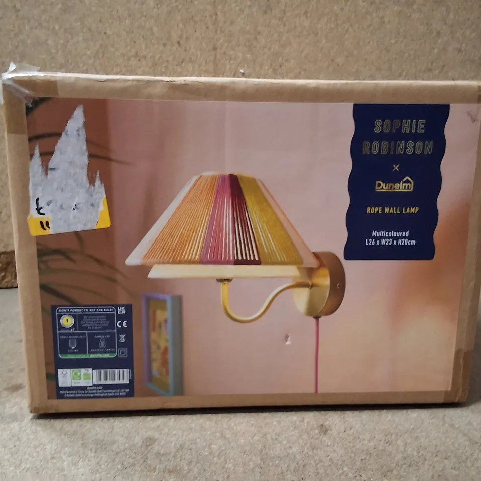 BOXED SOPHIE ROBINSON X DUNELM ROPE WALL LAMP – MULTI
