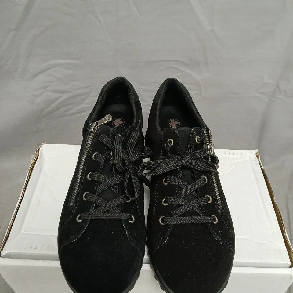 RIEKER BLACK SUEDE TRAINERS WITH SIDE ZIP –SIZE 42
