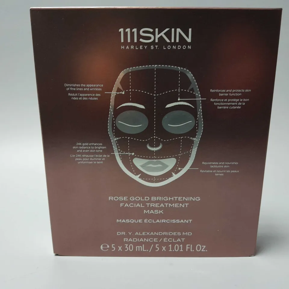 BOXED 111SKIN HARLEY ST.LONDON ROSE GOLD BRIGHTENING FACIAL TREATMENT MASK - (5x30ml)