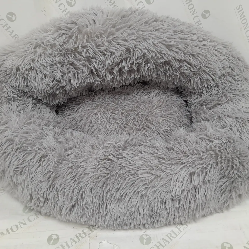 GREY FUR DOG BED