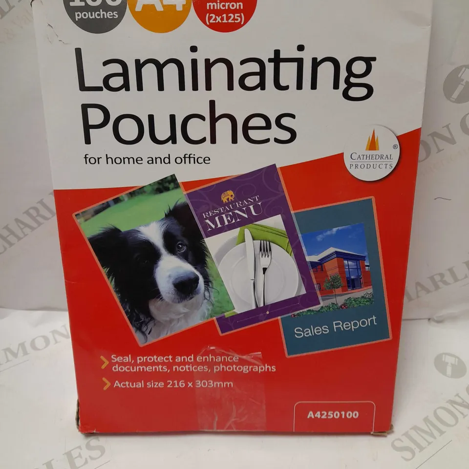BOX OF LAMINATING POUCHES - A4 250 MICRON 