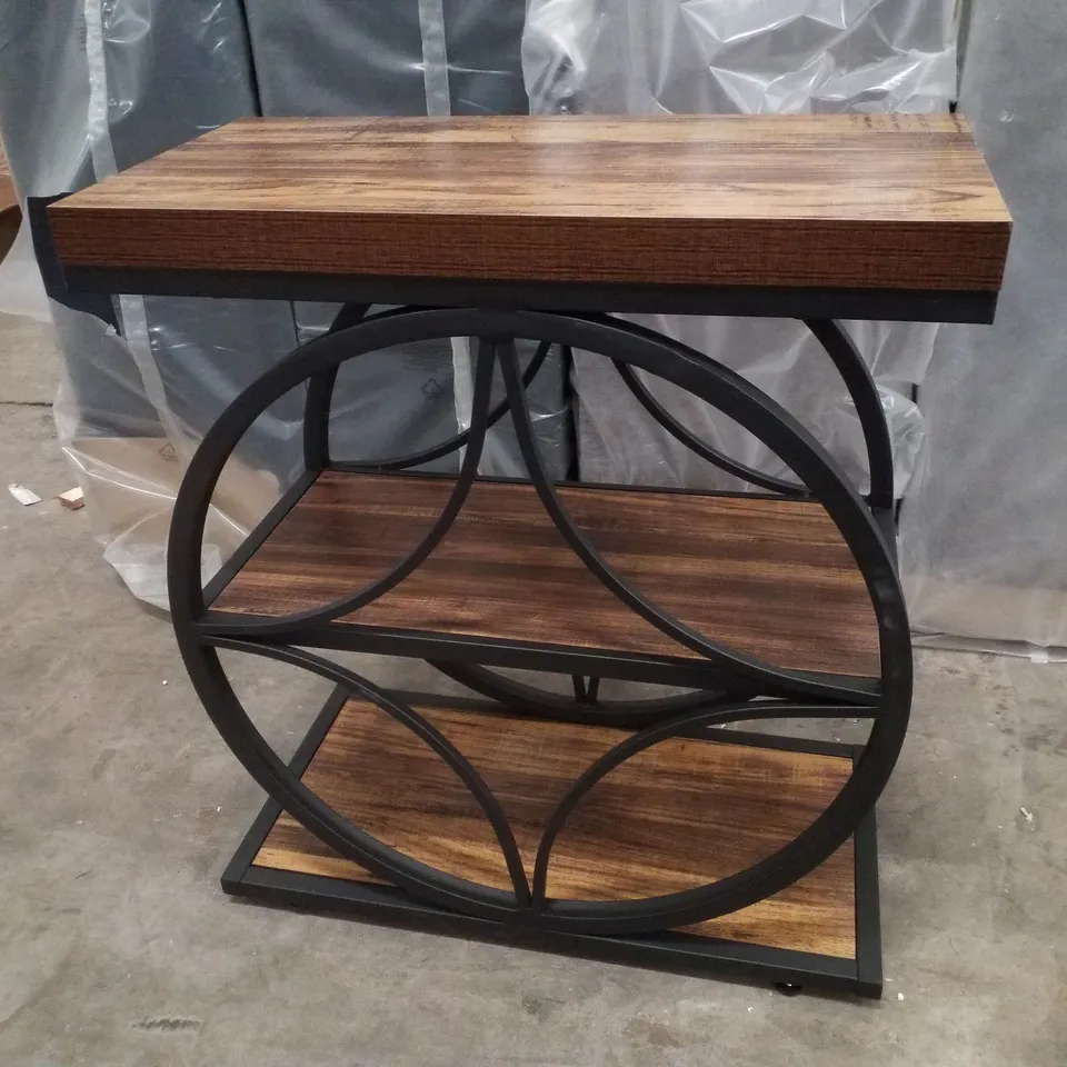 INDUSTRIAL SIDE TABLE - 3-TIER END TABLE WITH METAL FRAME