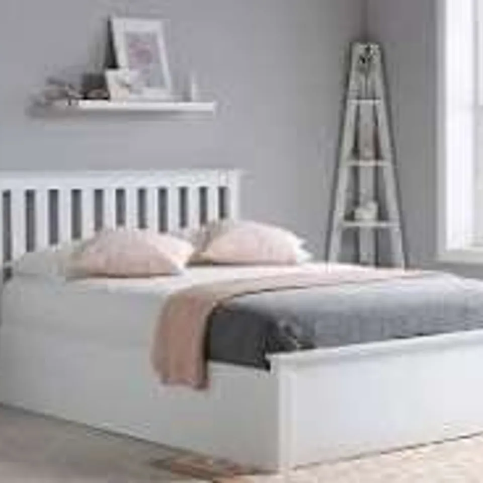 BOXED PHOENIX DOUBLE WHITE OTTOMAN BED (2 BOXES)