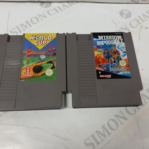 2 ASSORTED NINTENDO NES GAMES TO INCLUDE; WORLD CUP AND MISSION IMPOSSIBLE