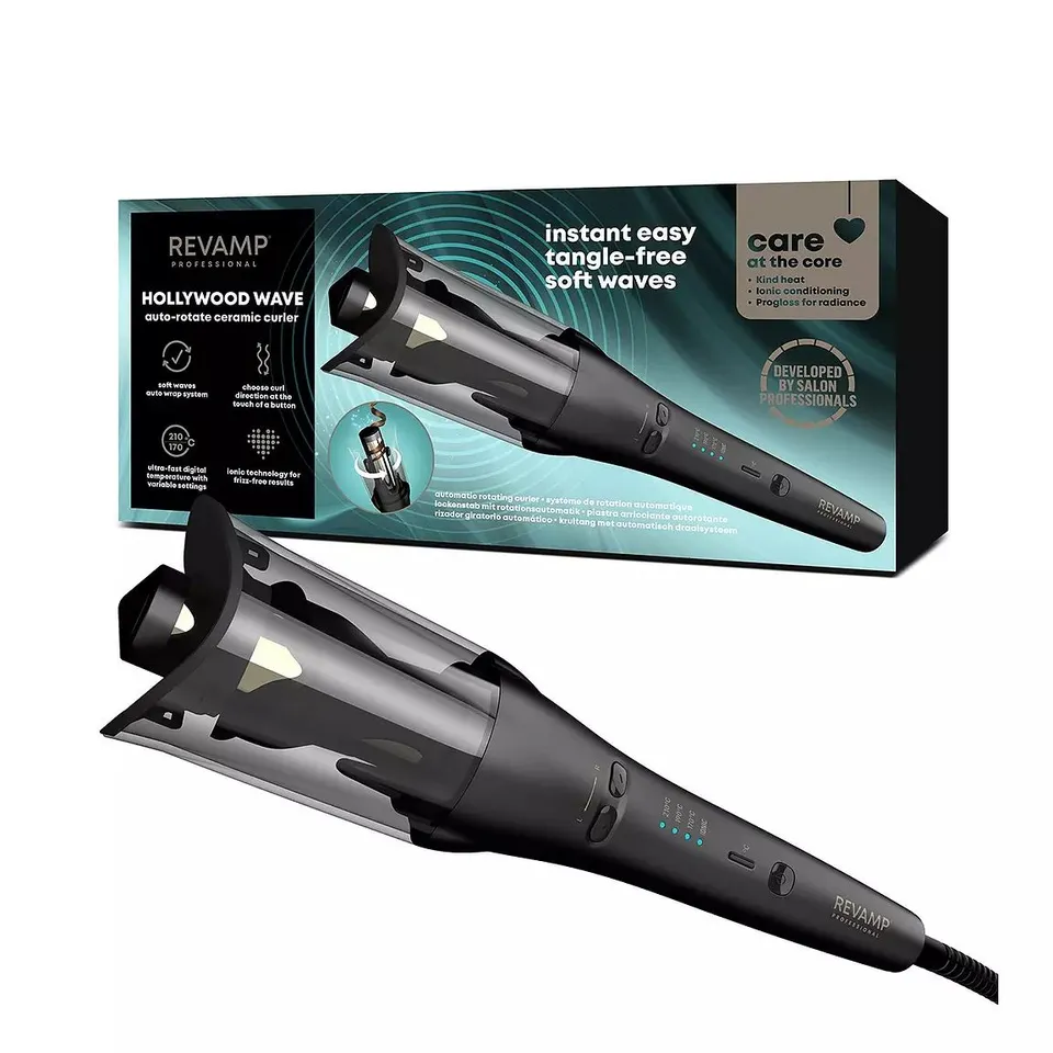 BOXED HOLLYWOOD WAVE, CURL & ADVANCED SHINE AUTOMATIC ROTATING CURLER