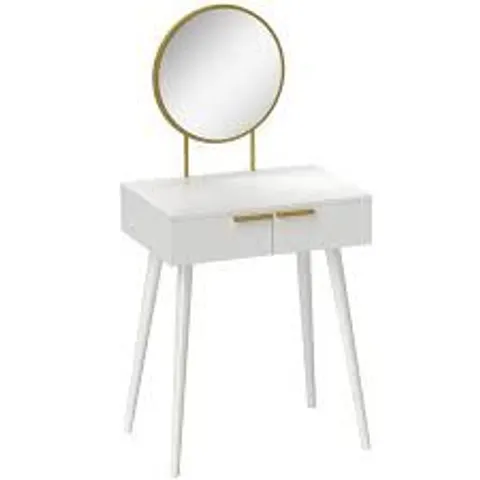 HOMCOM ELEGANT DRESSING TABLE, WITH ROUND MIRROR, 60 X 40 X 123 CM - WHITE 