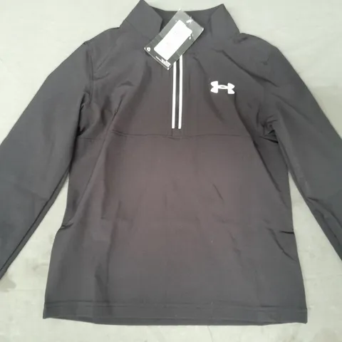 UNDER ARMOUR 1/4 ZIP KID'S JACKET IN BLACK SIZE 5-6 YEARS