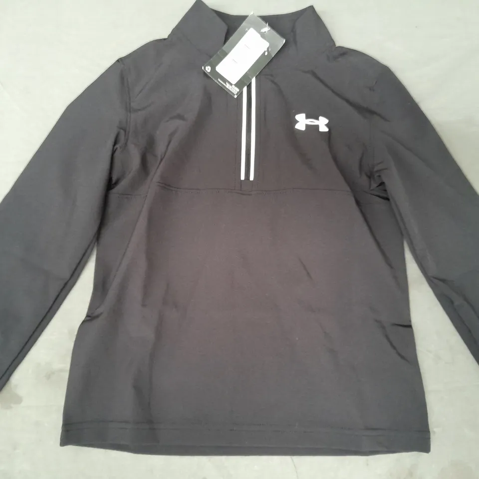 UNDER ARMOUR 1/4 ZIP KID'S JACKET IN BLACK SIZE 5-6 YEARS