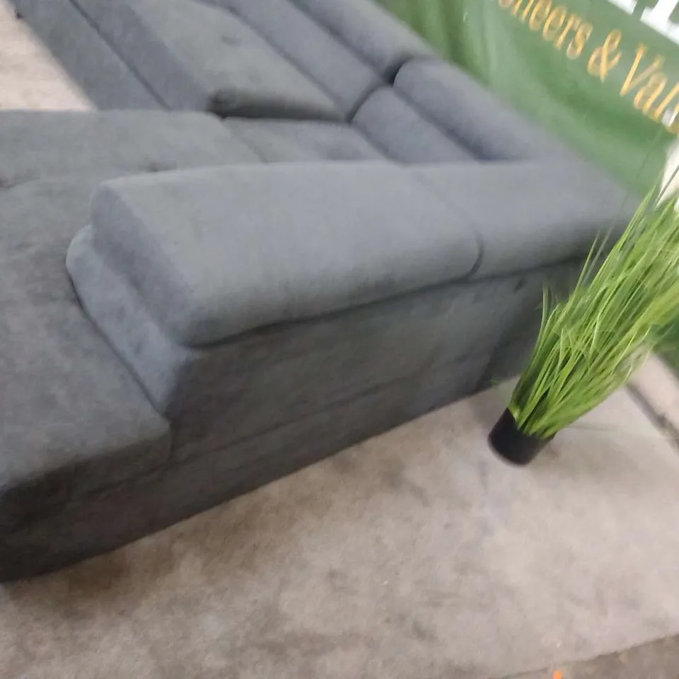 DESIGNER VOSBURG GREY FABRIC SLEPER CORNER SOFABED WITH STORAGE