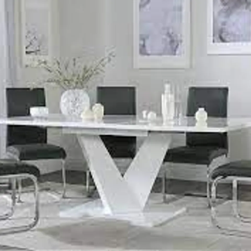 BOXED TURIN WHITE HIGH GLOSS 160-200CM EXTENDING DINING TABLE (4 BOXES)