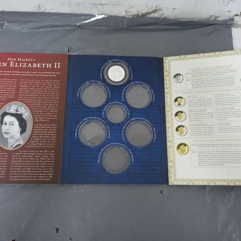 QUEEN ELIZABETH II 90th BIRTHDAY COIN COLLECTION BOOK (1 COIN IN COLLECTION)