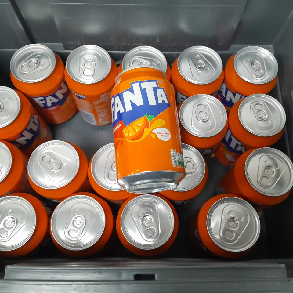 LOT OF 19 330ML CANS OF ORANGE FANTA
