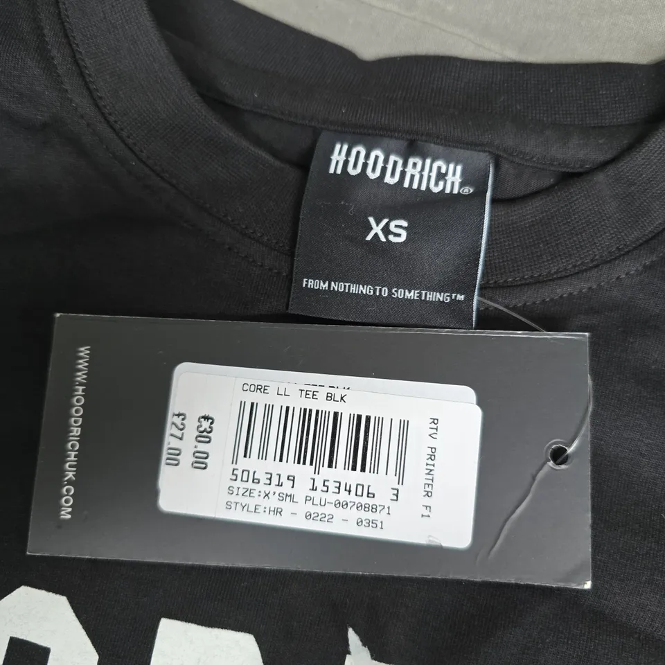 HOODRICH BLACK CORE LL TEE – LOGO ACROSS CHEST – XS