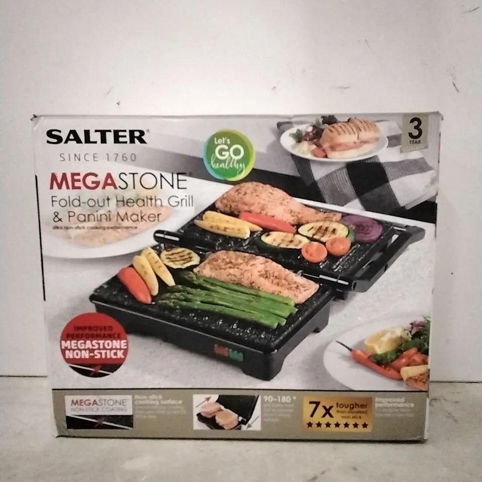 SALTER MEGASTONE FOLD-OUT GRILL & PANINI MAKER