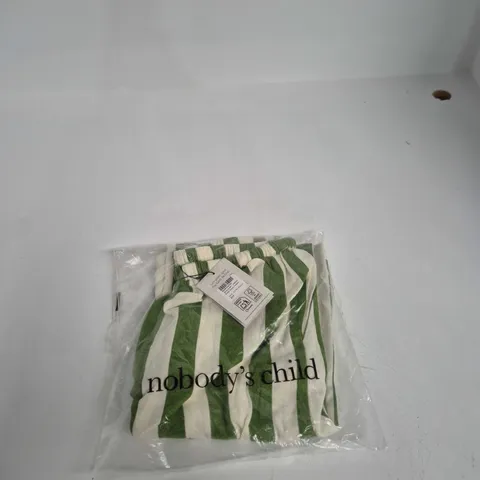 UK6 NOBODY'S CHILD PETITE REESE TROUSER – GREEN & WHITE STRIPE (EU34 / USA2)