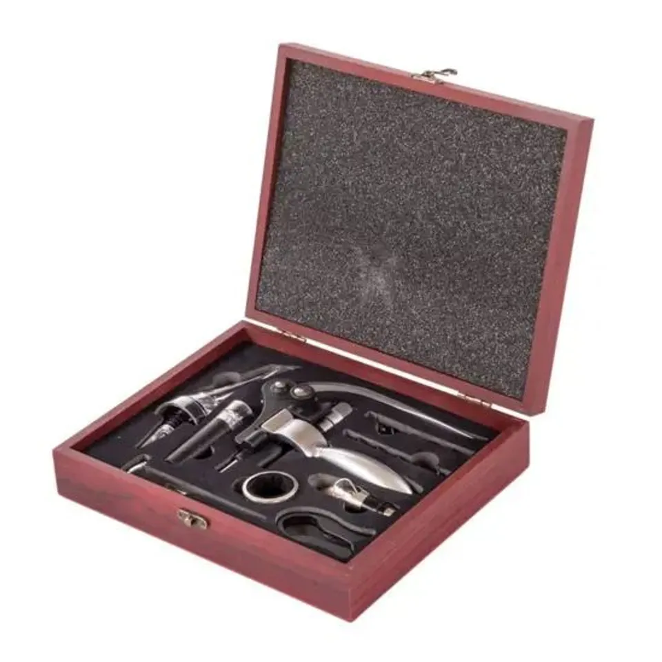 OYPLA 9PC WINE OPENER ACCESSORY GIFT SET WITH RABBIT CORKSCREW, BOTTLE POURERS, STOPPER, THERMOMETER, DRIP RING, FOIL CUTTER
