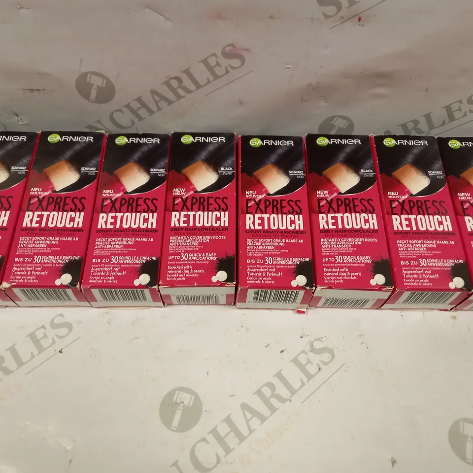 BOX OF 8 GARNIER EXPRESS RETOUCH GREY HAIR CONCEALERS - BLACK