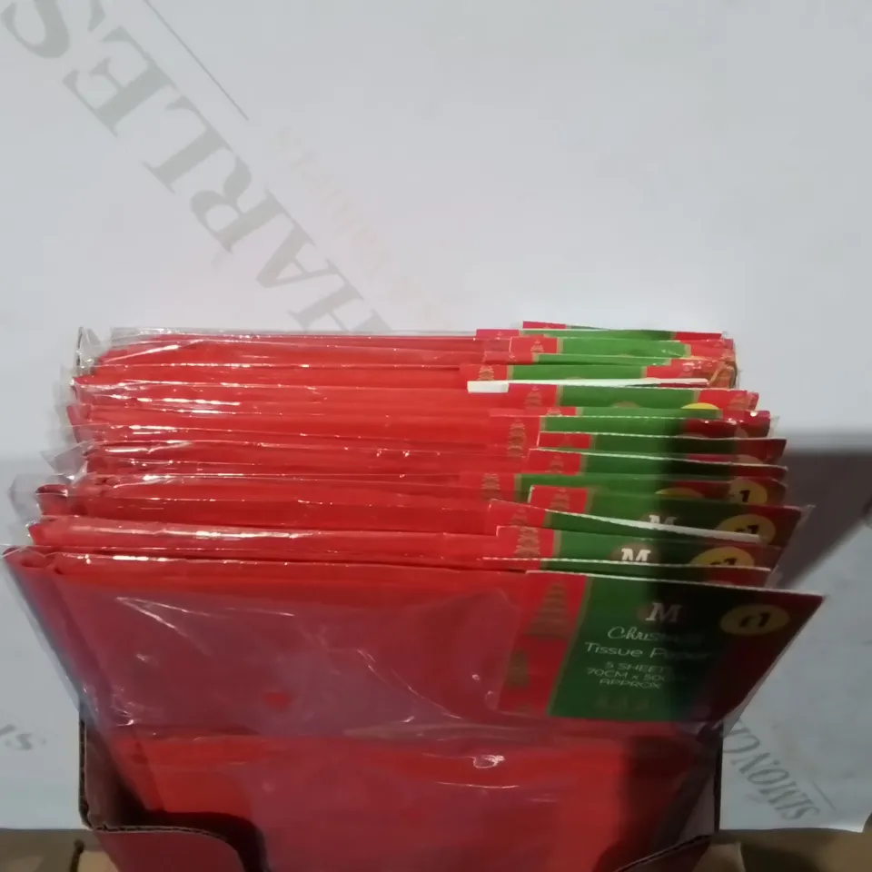 LOT OF 72 BRAND NEW 5-PACKS OF RED TISSUE PAPER - PIECE SIZE 70X50CM / 3 BOXES