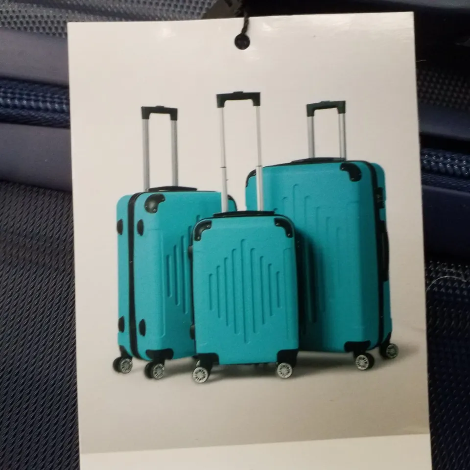 BOXED FCH 3PC HARD SHELL TRAVEL SUITCASES - DARK BLUE