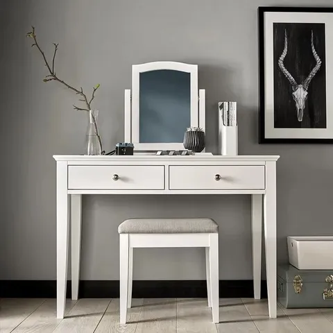 BOXED ASHBY WHITE 2 DRAWER DRESSING TABLE