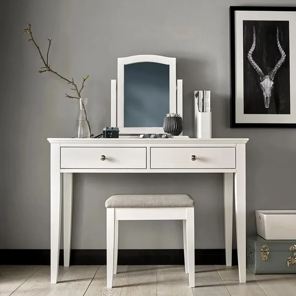BOXED ASHBY WHITE 2 DRAWER DRESSING TABLE