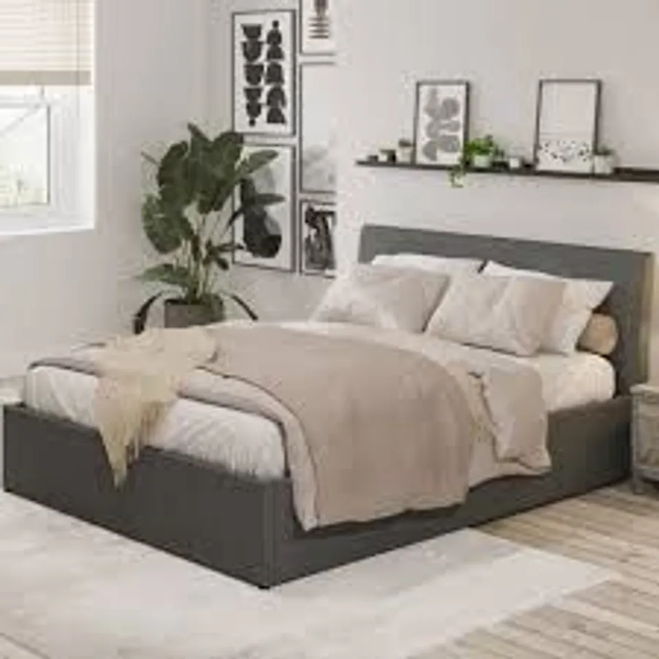 BOXED GFW ASCOT KING GREY END LIFT OTTOMAN BED (2 BOXES)